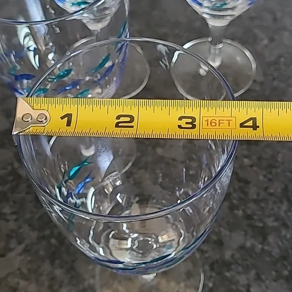 Barstow Cut Glass Blue and Turquoise Fish Goblets - Set of 4 - Picture 6 of 9